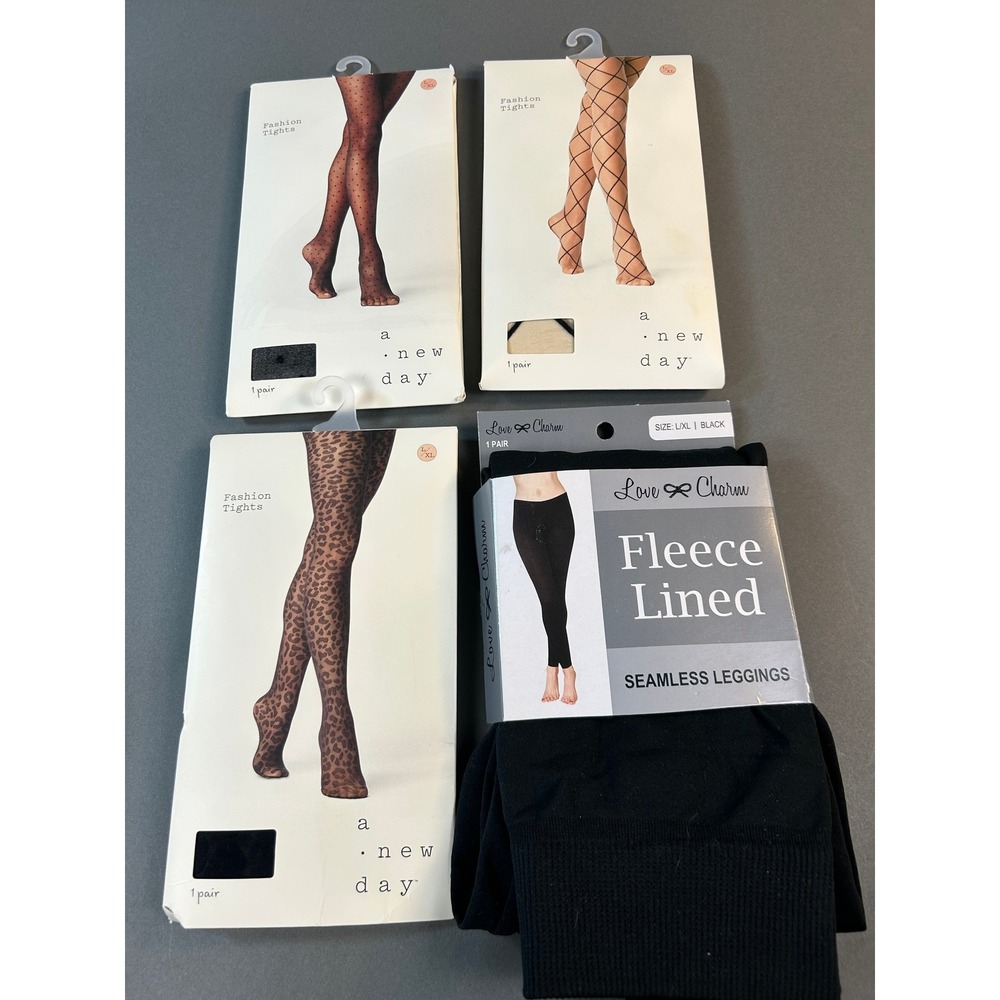 Lot of 4 A New Day Fashion Tights & Love & Charm Fleece Lined Leggings L/XL
